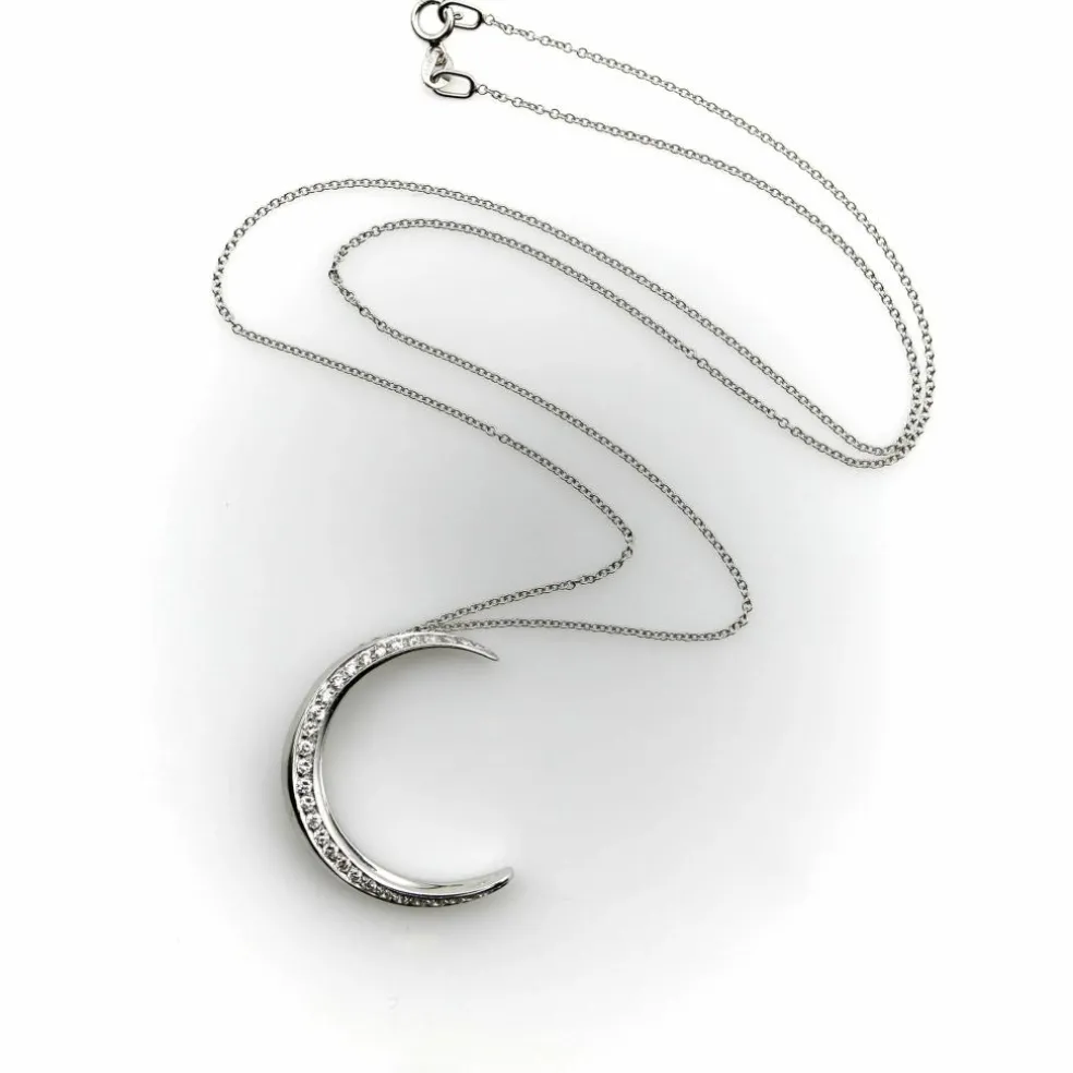 Collier croissant de lune en or blanc 18 carats