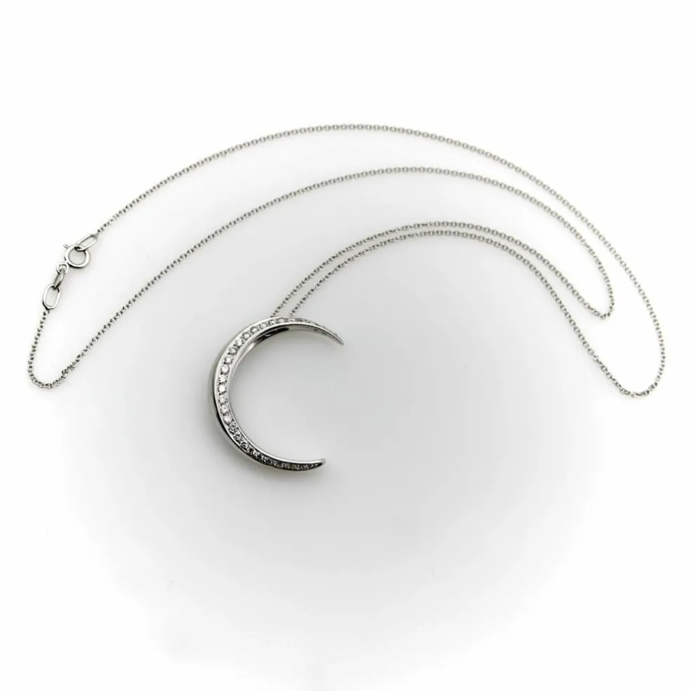 Collier croissant de lune en or blanc 18 carats