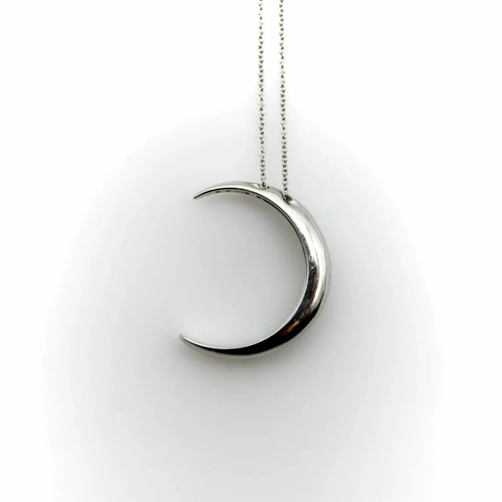 Collier croissant de lune en or blanc 18 carats