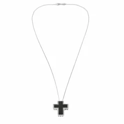 Collier Croix or blanc
