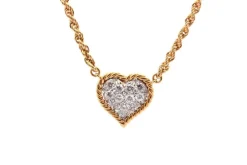 Collier cœur diamants en or 18k et platine