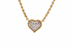 Collier cœur diamants en or 18k et platine