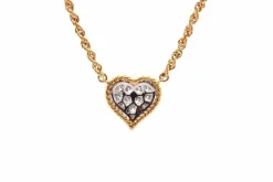 Collier cœur diamants en or 18k et platine