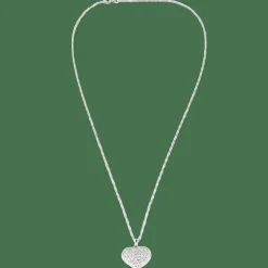 Collier cœur or blanc diamants