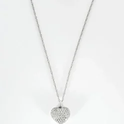 Collier cœur or blanc diamants