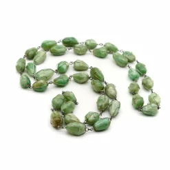 collier d’aventurine enveloppé de fil d’argent sterling brésilien vintage