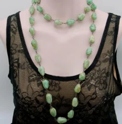 collier d’aventurine enveloppé de fil d’argent sterling brésilien vintage