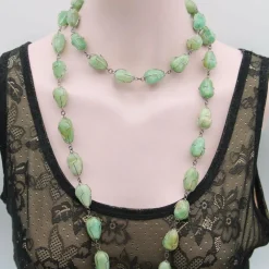 collier d’aventurine enveloppé de fil d’argent sterling brésilien vintage