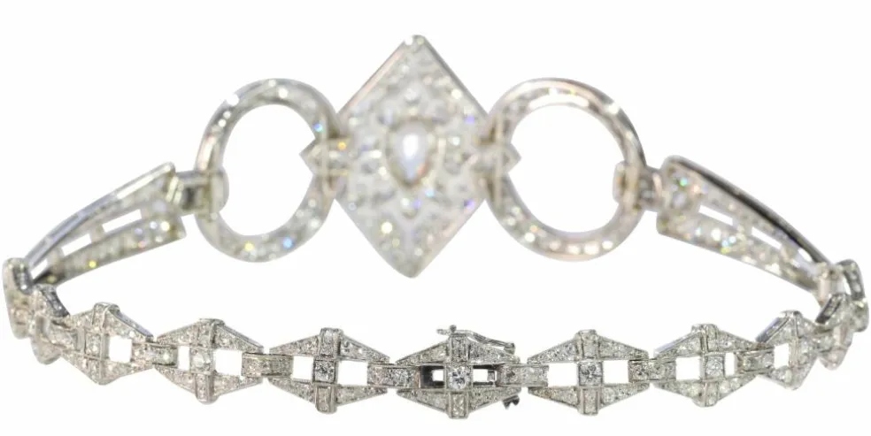 Collier de chien diamants Art Déco