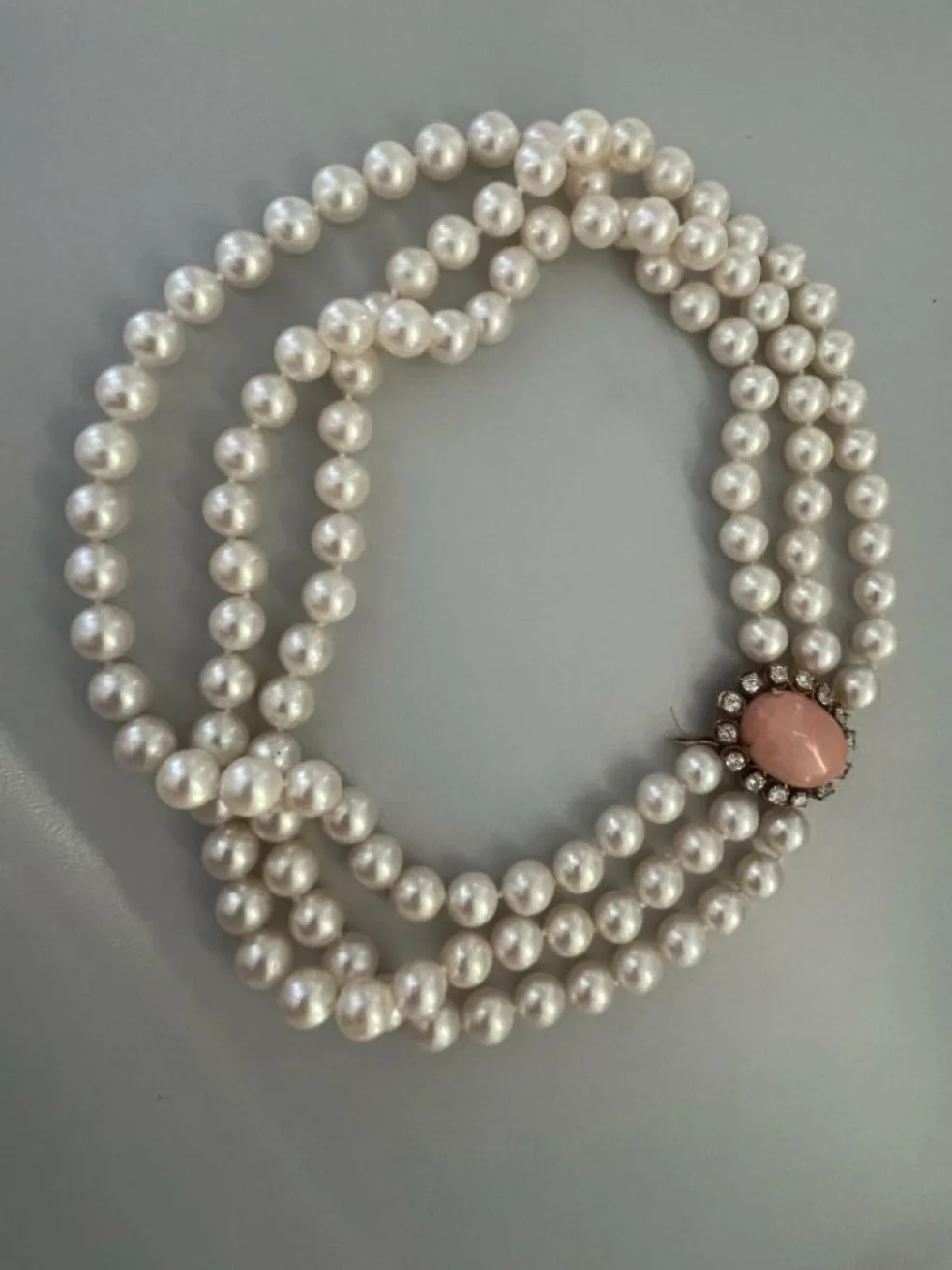 Collier de Chien Perles 3 Rangs Fermoir Corail