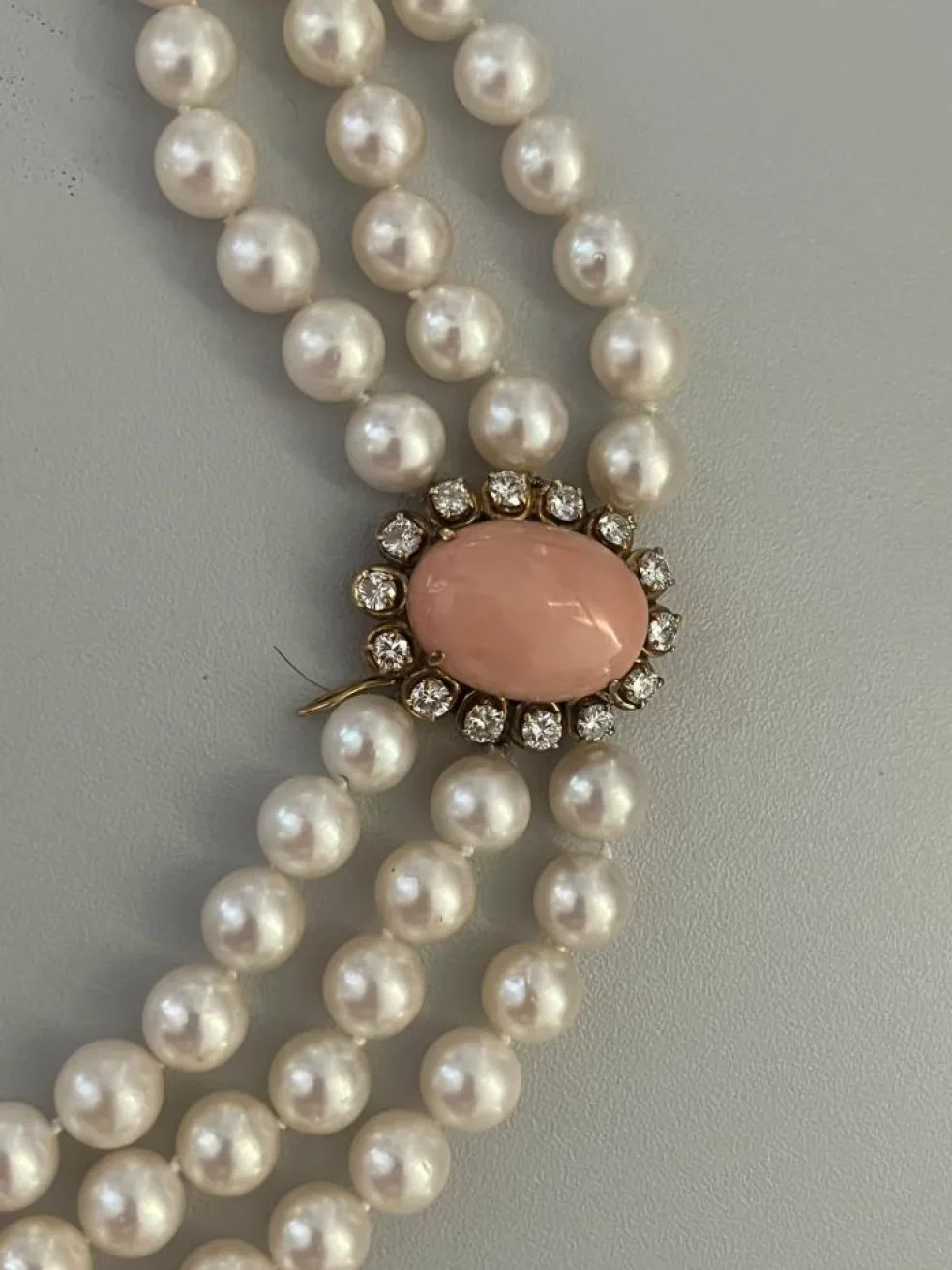 Collier de Chien Perles 3 Rangs Fermoir Corail