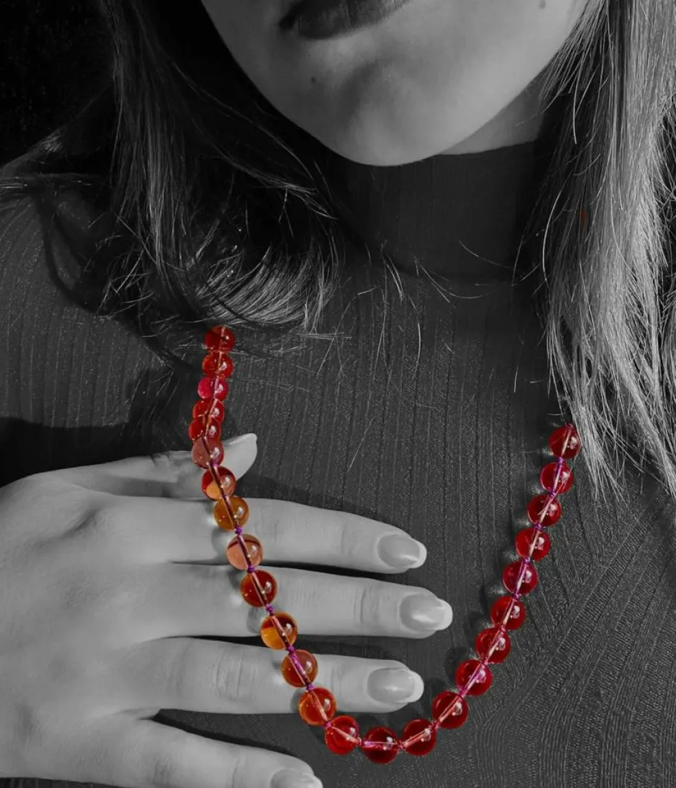 Collier de perles alternées en améthyste et en quartz citrine
