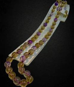 Collier de perles alternées en améthyste et en quartz citrine