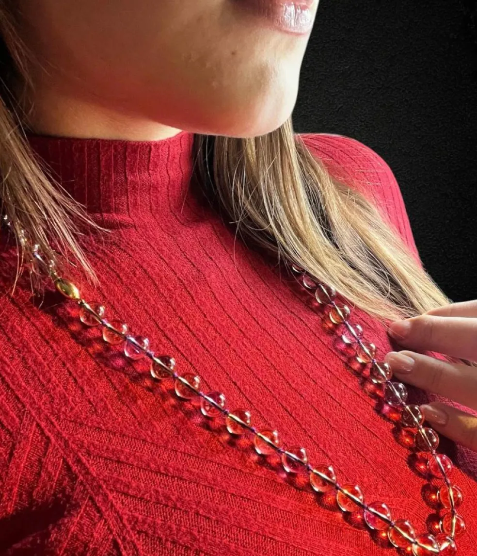 Collier de perles alternées en améthyste et en quartz citrine