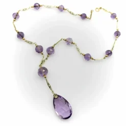 Collier de perles d’améthyste rose en or édouardien