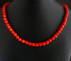 Collier De Perles De Corail Ancien Facettées, Fermoir Or
