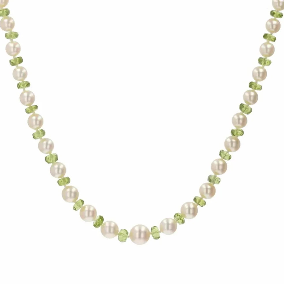 Collier de perles de culture et de perles de péridot