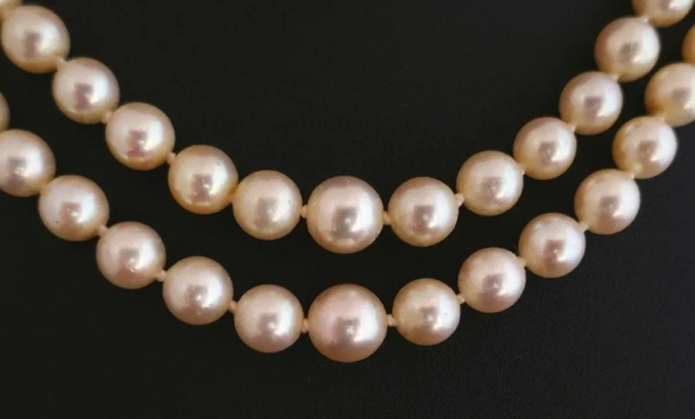 Collier de Perles de Culture 2 Rangs, Fermoir Or