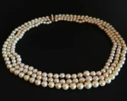 Collier De Perles De Culture 3 Rangs, Fermoir Perles