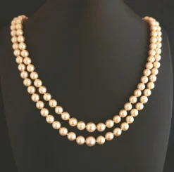 Collier de Perles de Culture 2 Rangs, Fermoir Or