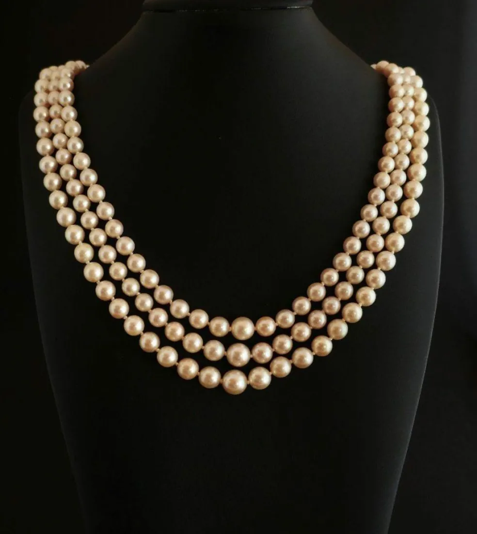 Collier De Perles De Culture 3 Rangs, Fermoir Perles