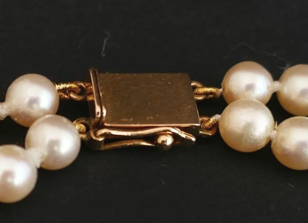 Collier de Perles de Culture 2 Rangs, Fermoir Or
