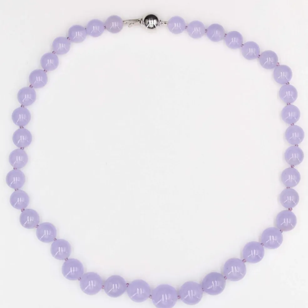 Collier de perles de jade jadeite parme