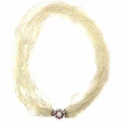 Collier de perles, diamant, rubis