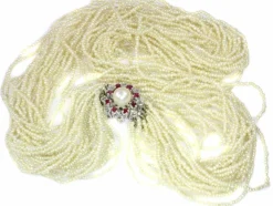 Collier de perles, diamant, rubis