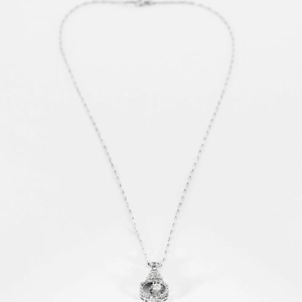 Collier de style art déco en or gris et diamants