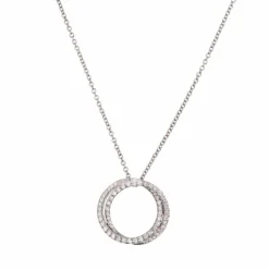 Collier deux cercles en or blanc pavé de diamants