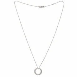 Collier deux cercles en or blanc pavé de diamants