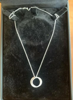 Collier deux cercles en or blanc pavé de diamants