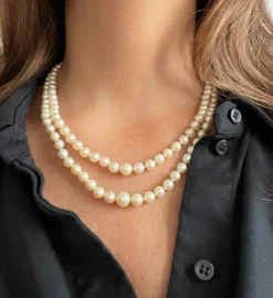Collier deux rangs de perles de culture