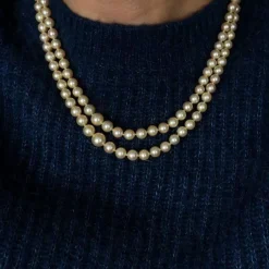 Collier deux rangs de perles de culture