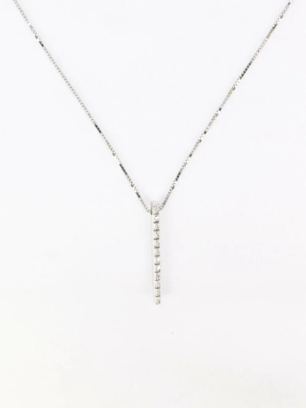Collier diamant barrette verticale or blanc