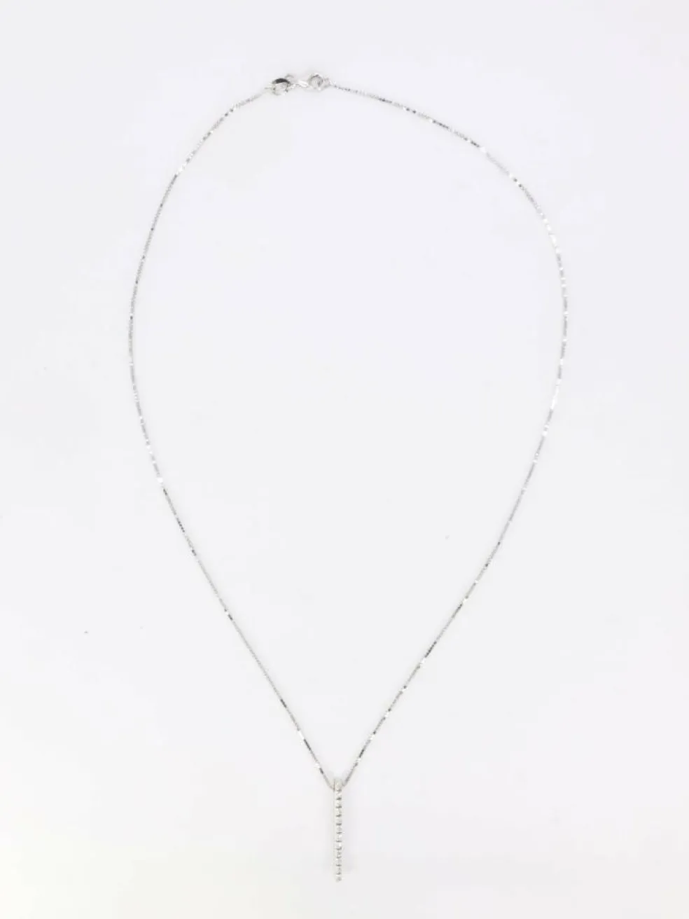 Collier diamant barrette verticale or blanc