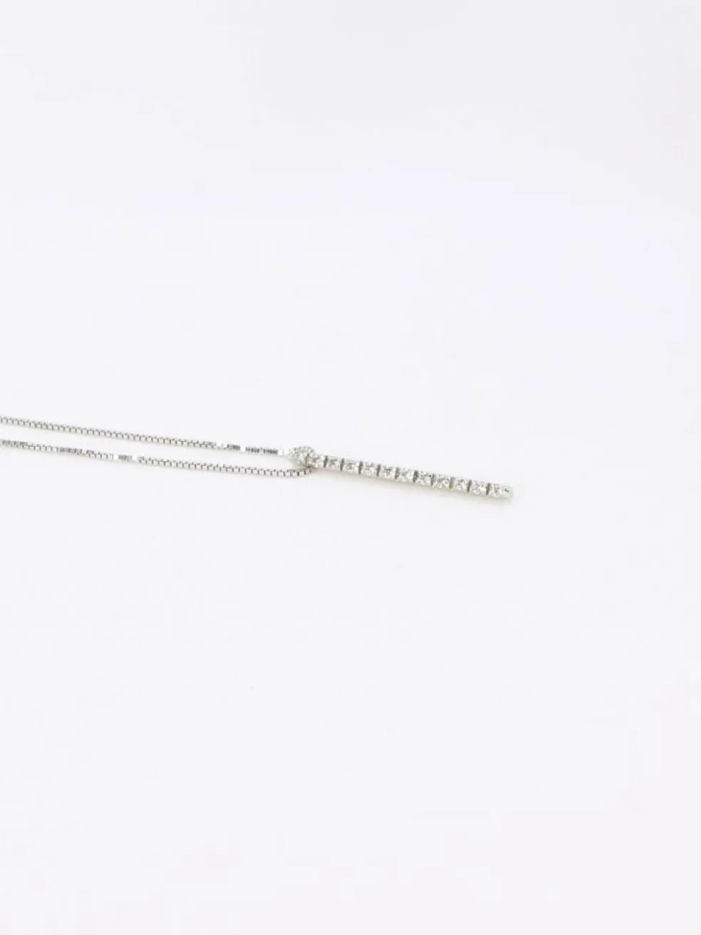 Collier diamant barrette verticale or blanc