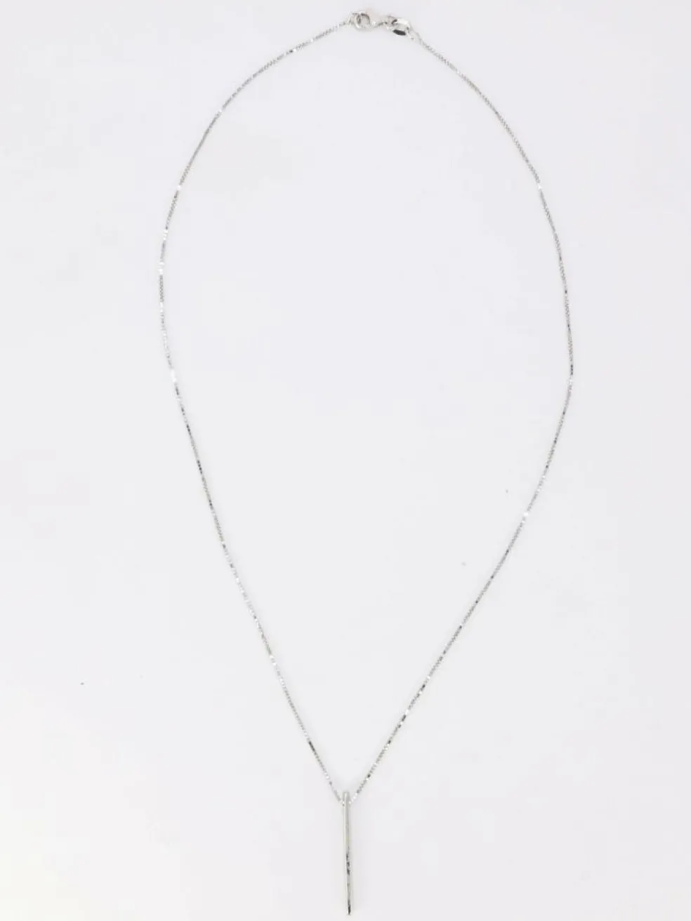 Collier diamant barrette verticale or blanc
