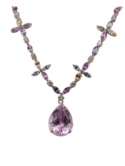 Collier Diamant Kunzite et Saphirs Pastel