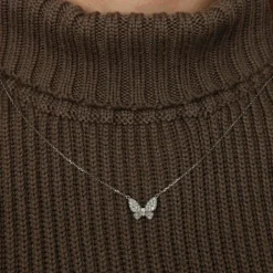 Collier diamant papillon