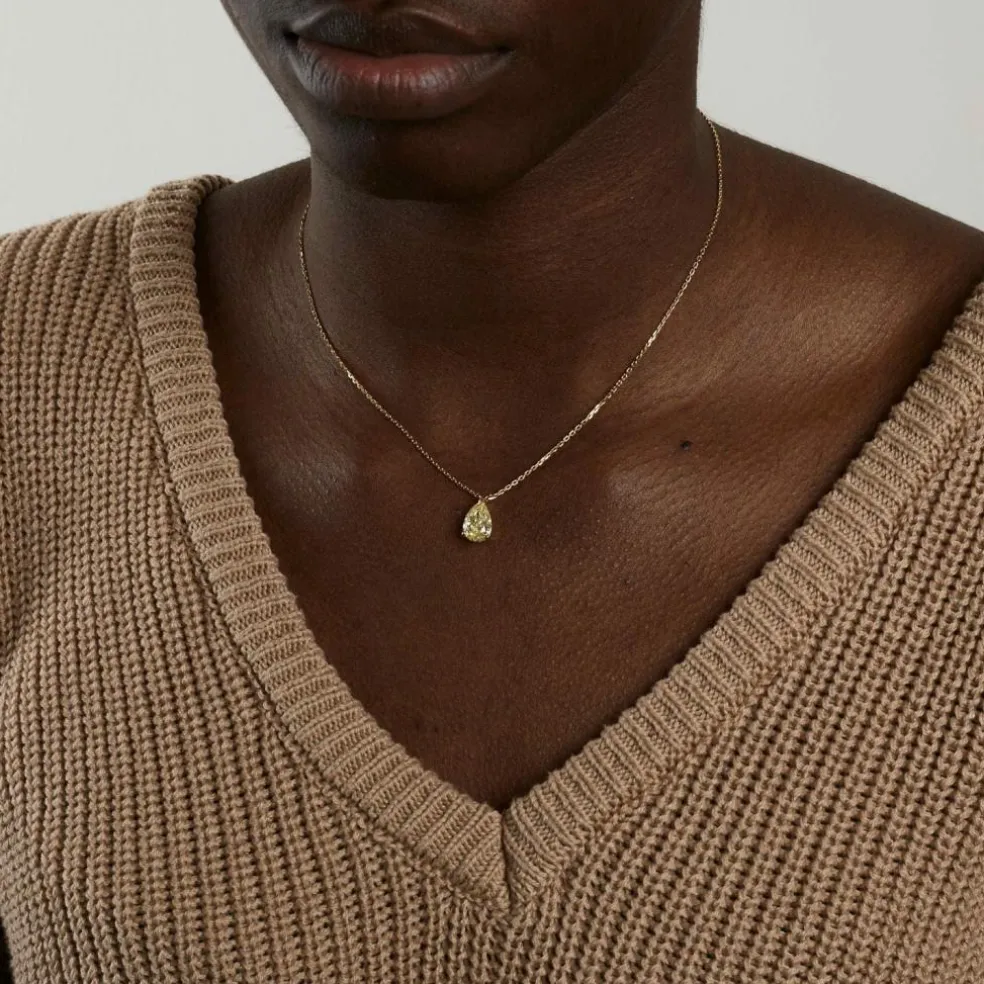 Collier Diamant Poire / 2,52 carats - Fancy Yellow - VVS1