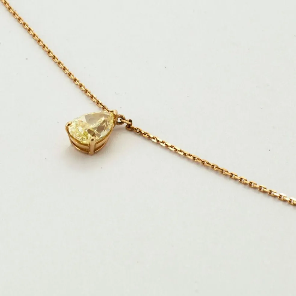 Collier Diamant Poire / 2,52 carats - Fancy Yellow - VVS1