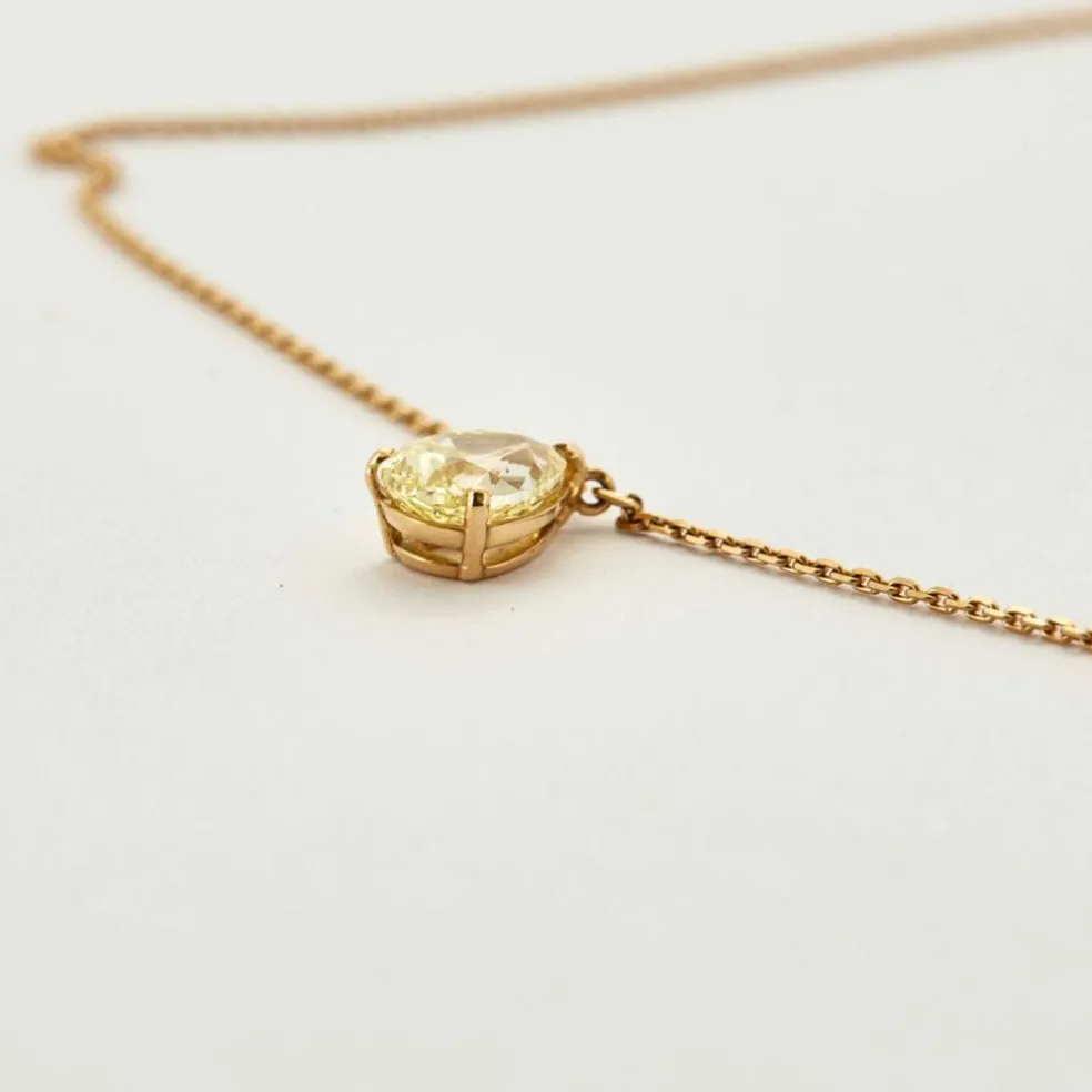Collier Diamant Poire / 2,52 carats - Fancy Yellow - VVS1