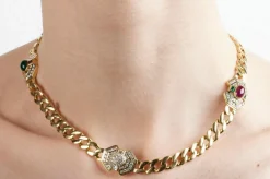 Collier diamant rubis et émeraude