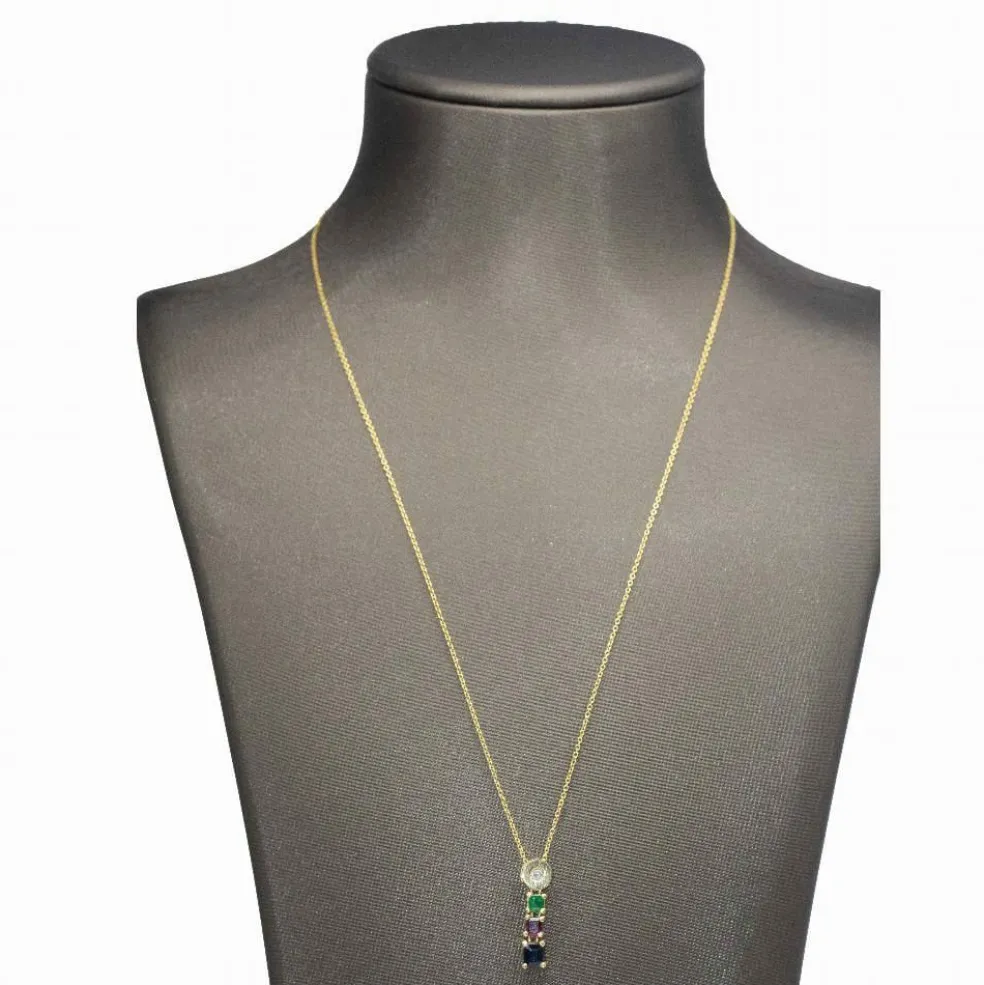 Collier diamant, rubis, émeraude et saphir