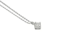 Collier diamant solitaire or blanc