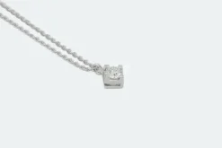 Collier diamant solitaire or blanc
