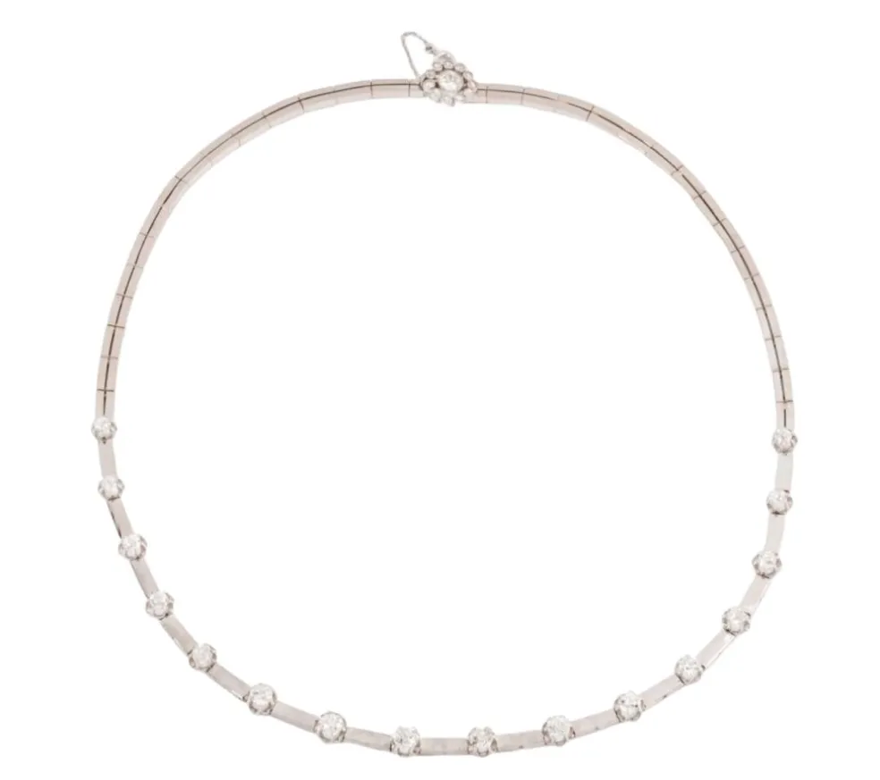 collier diamants et or gris années 1960