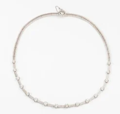 collier diamants et or gris années 1960